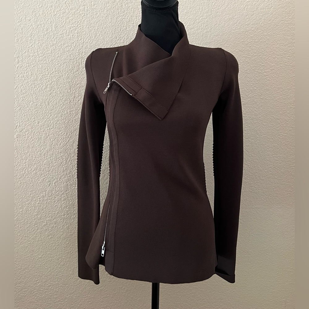 Scanlan Theodore Brown Zip Moto Jacket Top Size 4-6